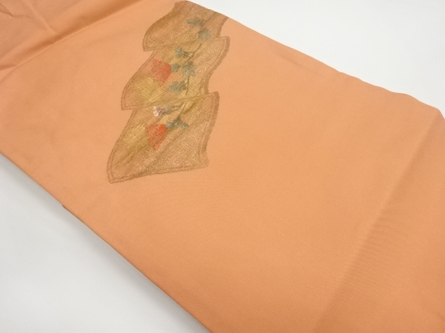 すくい織瓦に草花模様織出し名古屋帯